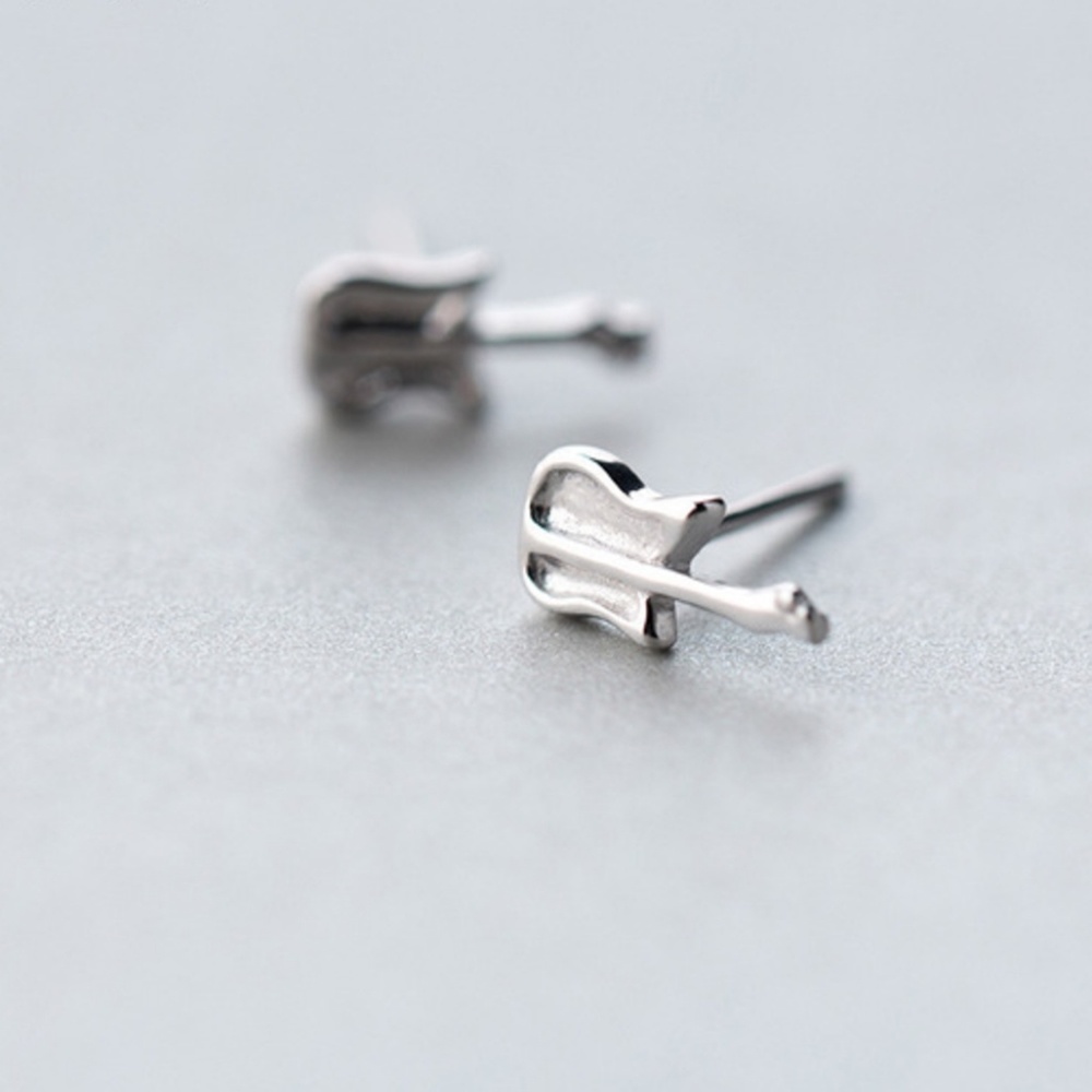 Sterling Silver Guitar Earrings